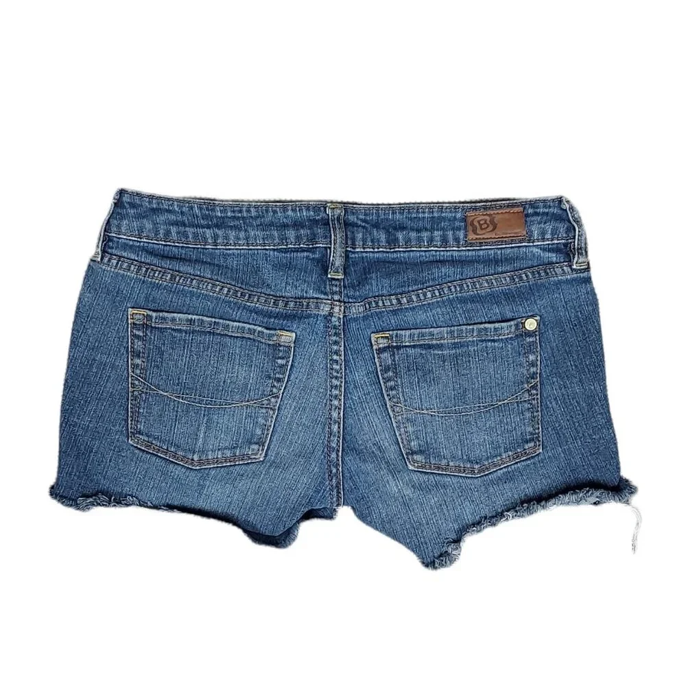 BULLHEAD B HERMOSA SUPER SKINNY DENIM FRAYED SHORT SHORTS (3 LONG)